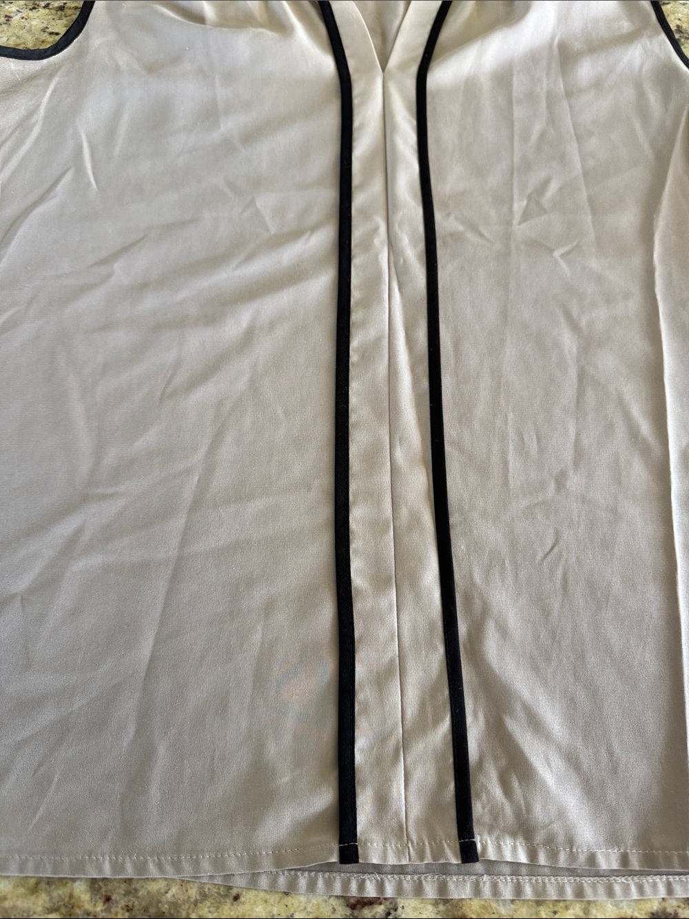 Calvin Klein Beige Sleeveless Blouse with Black Trim - Picture 2 of 8